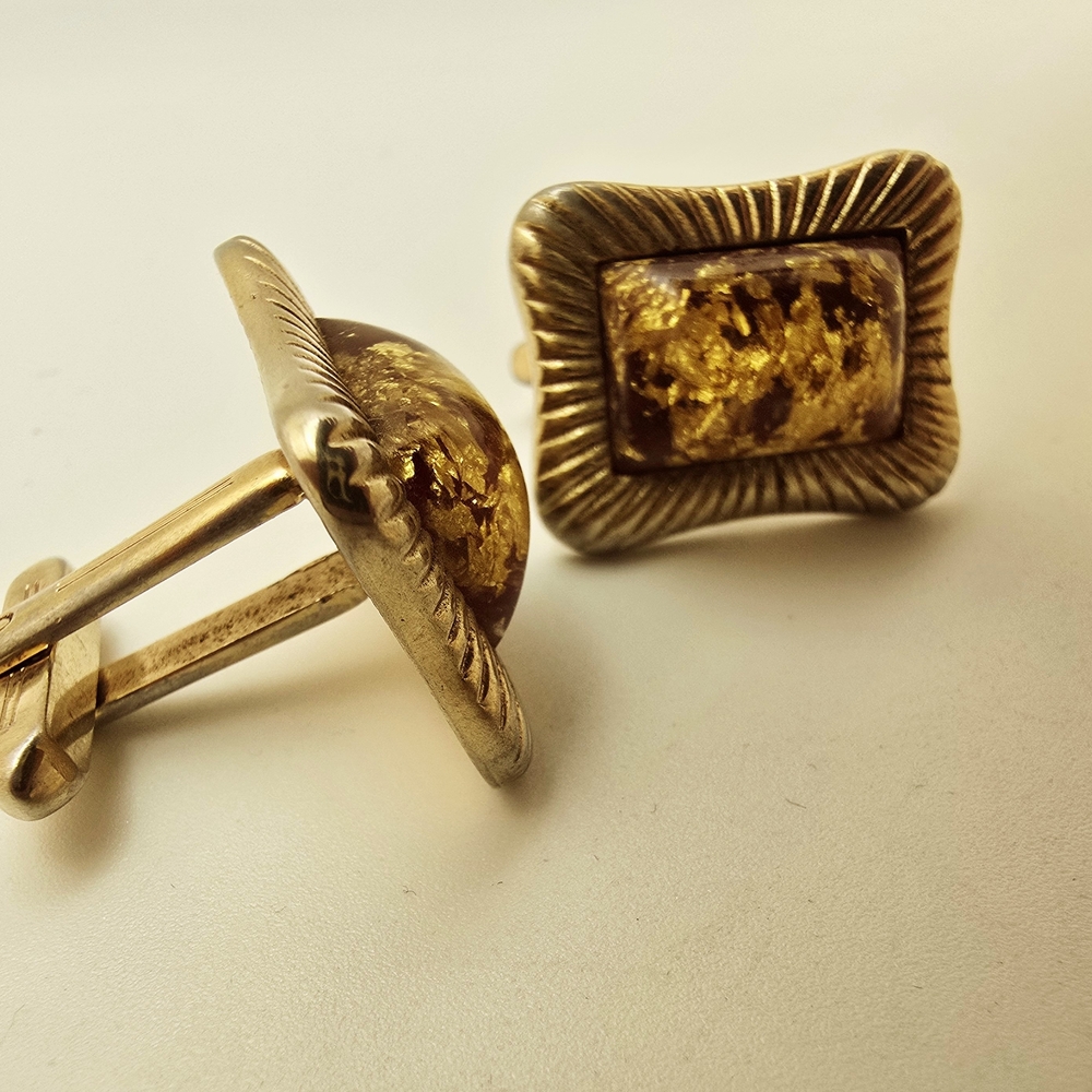Gold-Tone Cufflinks with Textured Design